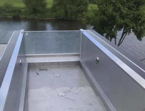 Pool in a steel basin